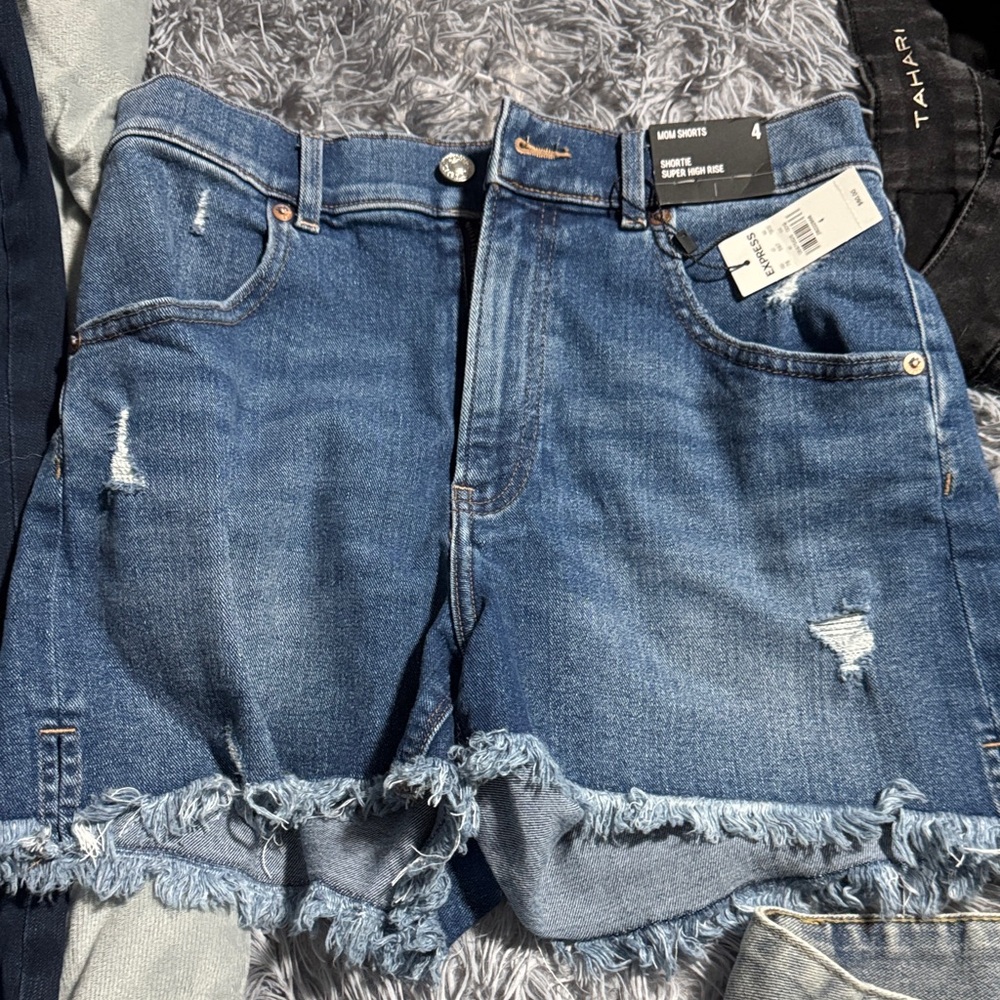 Express Distressed Blue Jean Shorts